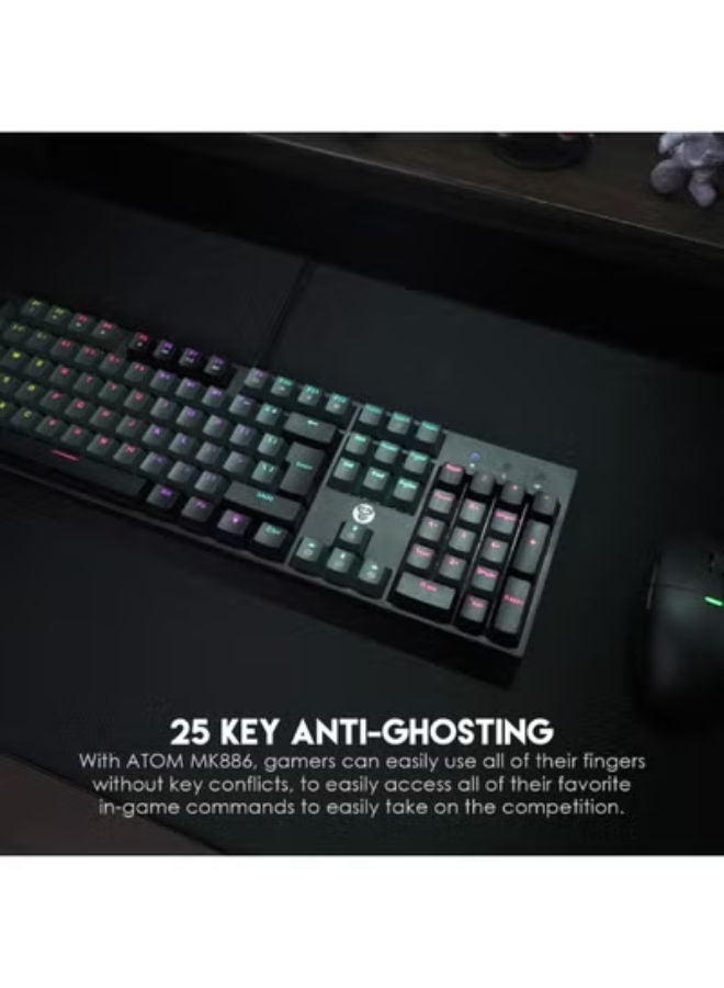 فانتيك لوحة مفاتيح ميكانيكية Mk886V2 Atom 104 إصدار Sumi بمفاتيح زرقاء - Image 4